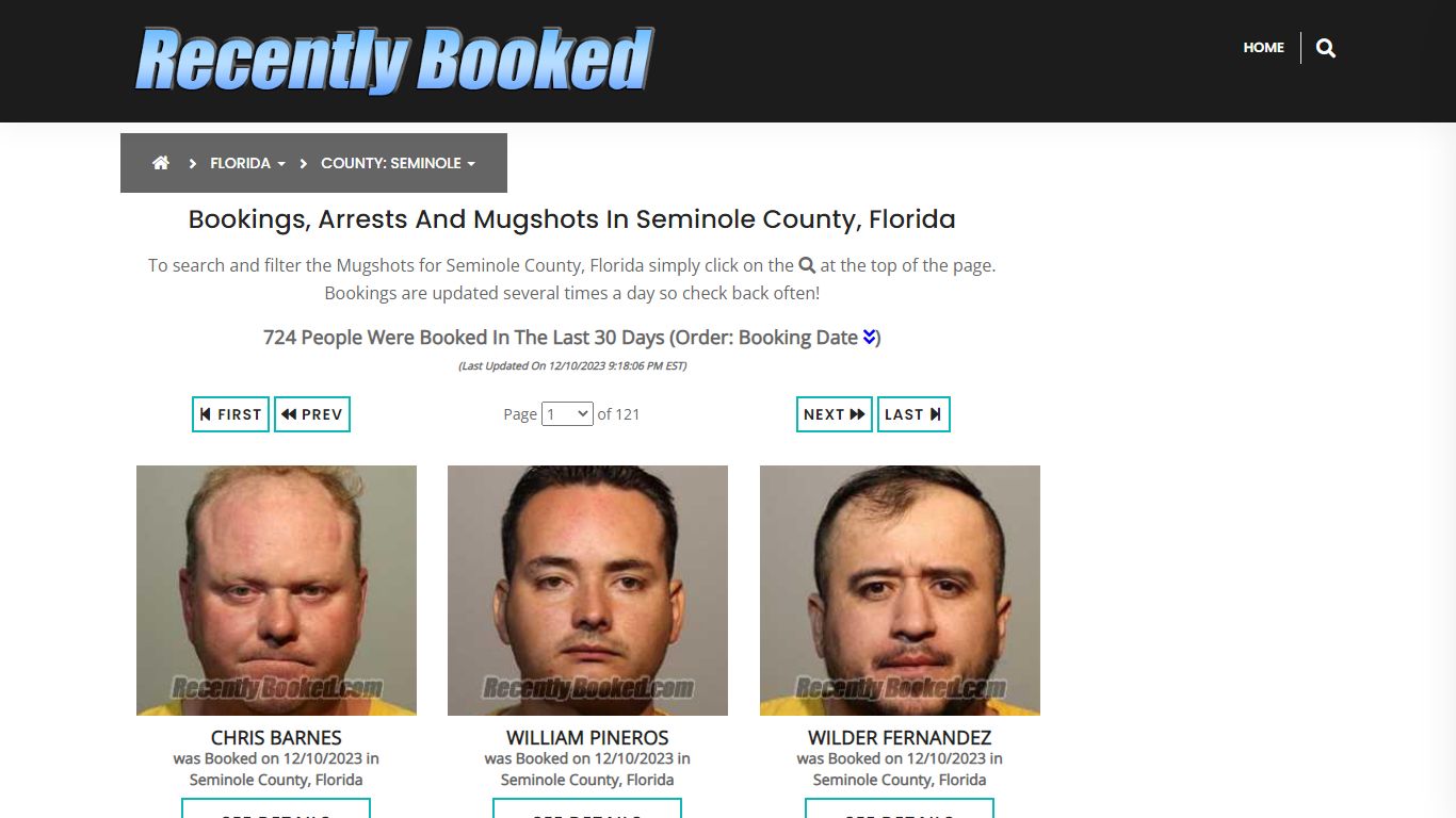 Recent bookings, Arrests, Mugshots in Seminole County, Florida